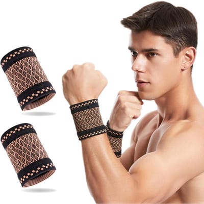 1 Paire Manchon de Compression pour Poignet en Cuivre Support Pour Hommes Femmes Tennis Fitness Entraînement Soulagement du Tunnel Carpien S