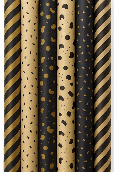 Gouden Kraft Elegance – Cadeaupapier Set - 6 rollen à 70 × 200 cm