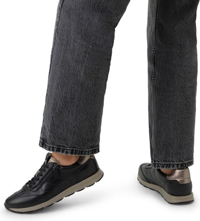 No Stress - Dames - Zwarte leren sneakers met rits - Maat 36