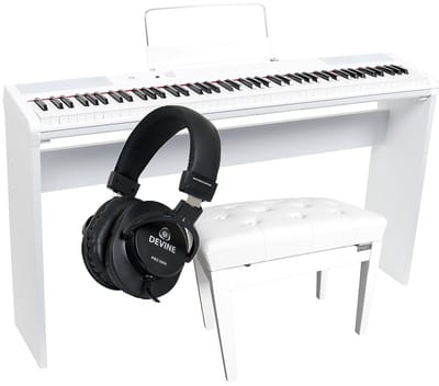 Fazley FSP-200-W digitale piano wit + onderstel + pianobank + hoofdtelefoon