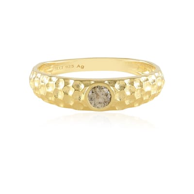 Cavill - Zilveren ring 925 sterling zilver verguld - I2 Champagne Diamant 0,142 ct - Ronde briljant - Luxe Melo Essence design dames ring