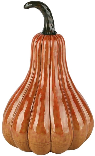 Dekoratief | Deco pompoen, oranje/groen, porselein, 16x16x25cm | A255124