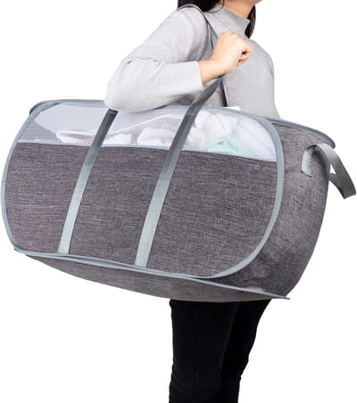Opbergmand - Opbergmand - Pop-up wasmand - Wasmand - Wordt geleverd met een duurzame handgreep - Opvouwbaar - Gemakkelijk te openen en op te vouwen voor studentenhuis, kinderkamer, reizen - Grijs