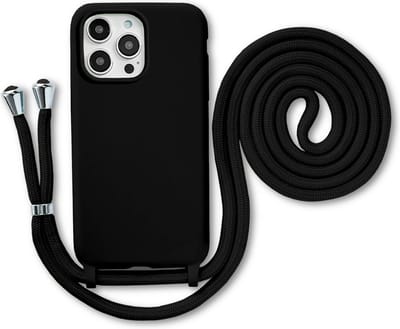 Armordrop Hoesje Met Koord Geschikt Voor iPhone 13 Pro Max - Siliconen Hoesje Met Koord - Zwart