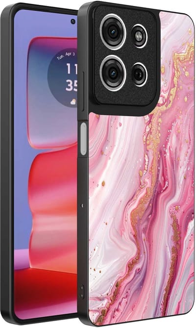 Geschikt voor Motorola Edge 50 Pro Telefoonhoesje met marmer opdruk - TPU backcover case marble design - Roze - Smartphonica geschikt voor Motorola Edge 50 Pro
