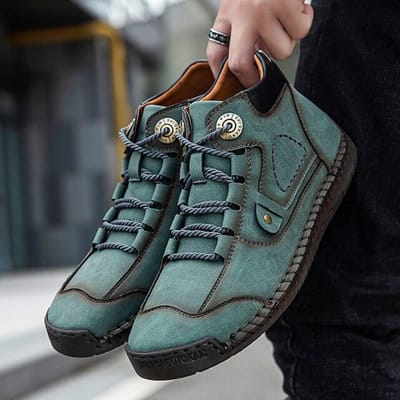 Gewatteerde Laarzen Heren Winter Met Bont Warm Hoge Top Leer Casual Schoenen Voor Heren Handgemaakt Mode Vrije Tijd Wandelschoeisel Sneakers 40 gray