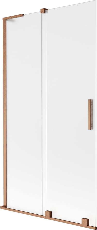 Mexen Velar L badwand paneel 2-delig schuifbaar 100 x 150 cm, matglas, geborsteld koper - 896-100-003-31-65