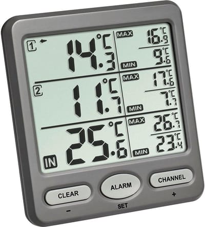Draadloze 3-kanaals wekker met temperatuurmeting en alarm