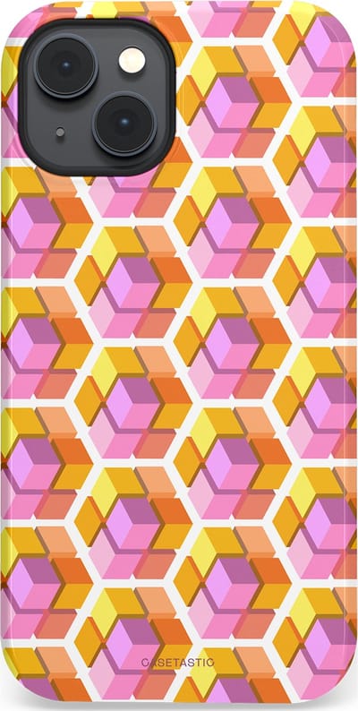 Casetastic Hoesje Geschikt voor Apple iPhone 14 Plus Magsafe - Stijlvolle Beschermende Duo-layer Case - Pastel Hex Kunst