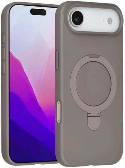 Backcover Hoesje Geschikt voor: iPhone Air Volledig Dekkende Schokbestendige Siliconen Backcover met Ringstandaard – 360° Bescherming - Titanium Grey