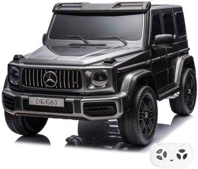 Mercedes-Benz AMG G63 12V Elektrische Kinderauto 2-Zitter 2 tot 7 jaar – Officieel Gelicentieerde G-Klasse met 4 Motoren & Afstandsbediening – Tweepersoons Night Edition met Lederen Stoelen & EVA-Wielen – Grijs