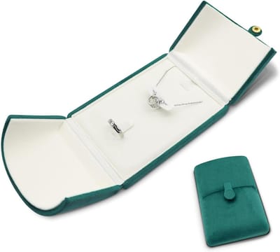 Reisjuwelendoosje voor Ringen, Kettingen, Oorbellen en Armbanden - Draagbare Organiser en Displaydoos in Groen van Fluweel