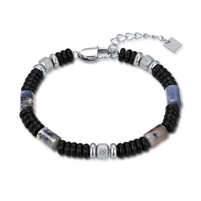 Twice As Nice Armband in edelstaal, zwarte en gekleurde stenen Zilverkleurig 18cm+3cm