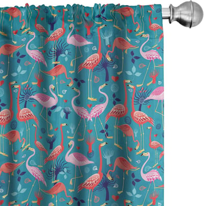 ABAKUHAUS Flamingo gordijnen – 2x75x225 cm – Microfaser – Halfduisterend – Veelkleurig