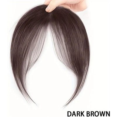 Perruque synthétique élégante et lisse avec frange en ciseaux pour femme, cheveux en fibre résistante à la chaleur, avec bonnet en maille à pression réglable. 8inch marron