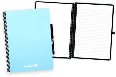 Bambook Colourful uitwisbaar notitieboek - Blauw - A4 - Blanco & lined - Duurzaam, herbruikbaar whiteboard schrift - Met 1 gratis stift