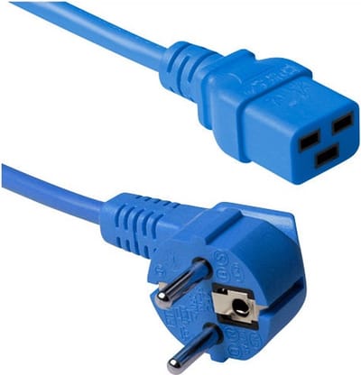 ACT Netsnoer Schuko CEE 7/7 male (haaks) - C19 IEC 60320 blauw 1,2 m AK5172