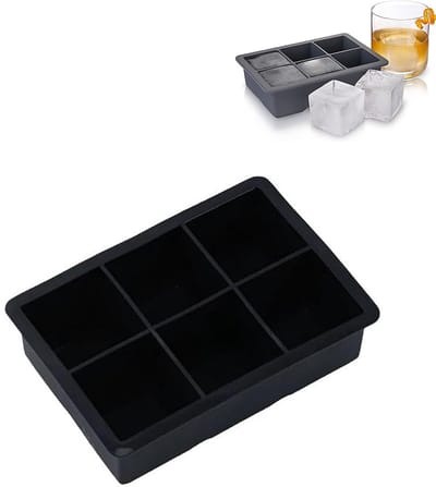 1 stuk vierkante ijsblokjesvorm - met dekselontwerp - vriezer-ijsblokjesmachine - 6 compartimenten - 15,5 * 11,3 * 4,9 cm - voor thuisgebruik in de vriezer - zwart