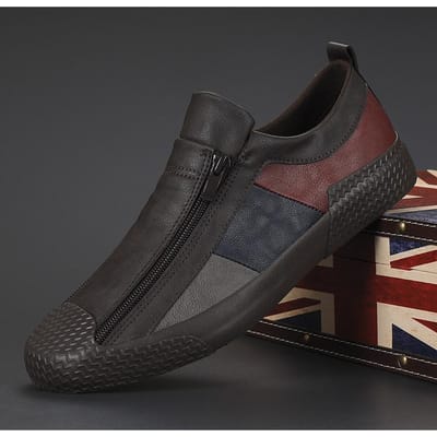 Nieuwe Lente Herenschoenen met One Foot Lazy Shoes Rits Koreaanse Stijl Trendy Veelzijdige Schoenen Platte Schoenen Lage Schoenen 45