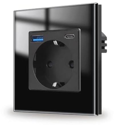 Inbouw Stopcontact met USB A en C - 20W Snel Opladen, 86x86mm, 16A