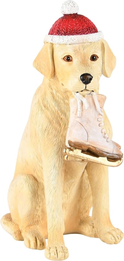 Dekoratief | Hond zittend m/schaatsen, resina, 10x6x15cm | A245172