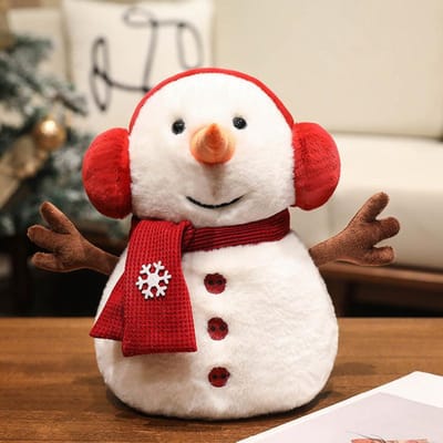 2028Cm Série Hiver Peluche Bonhomme de Neige Pingouin Poupée Peluche Animal en Peluche Doux Décor Ambiance Festive Cadeau Enfant 20cm