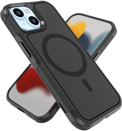 Hoesje Geschikt voor Apple iPhone 15 - Compatibel met MagSafe - Back Cover met Magneet - Dual-Layer Hybride Case Zwart