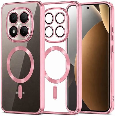 Hoesje geschikt voor Xiaomi Redmi Note 15 Pro Plus / Xiaomi Poco M8 Pro - Techsuit Luxury Crystal Back Cover - Geschikt voor MagSafe - Transparant/Roze