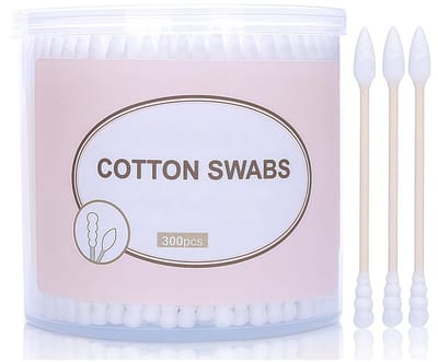 Dailygoods- Katoenen Swabs 300 Stuks - Dubbelzijdige Tips - Veilig en Steriel - 7,5 cm Lang - Gerecycled Papier Handvat - Ideaal voor Reiniging - Wattenstaafjes