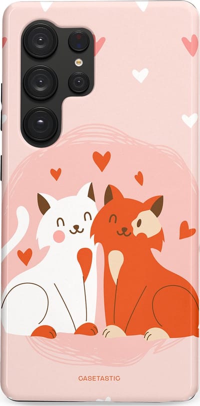 Casetastic Hoesje Geschikt voor Samsung S25 Ultra - Stijlvolle Beschermende Duo-layer Case - Romantische Katten Liefde