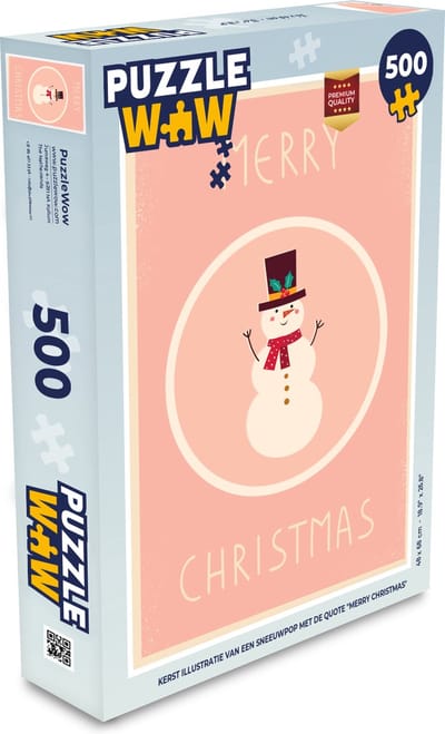 Puzzel Sneeuwpop - Quotes - Kerst - Merry christmas - Roze - Winter - Legpuzzel - Puzzel 500 stukjes - Kerst - Cadeau - Kerstcadeau voor mannen, vrouwen en kinderen