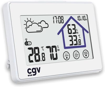 Draadloos Weerstation - Thermometer Hygrometer - Binnen Buiten - LCD Touchscreen Display - Tot 100m Bereik - Wit