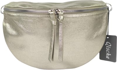 Qischa® - Crossbody heuptas bumbag - uni riem - soft - taupe metallic - large size