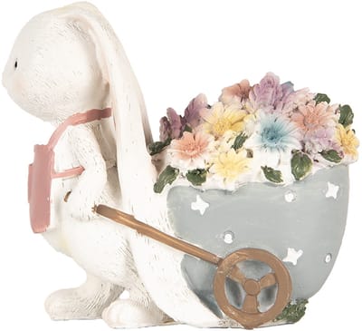 Clayre & Eef Decoratie Beeld Konijn 11x6x10 cm Wit Kunststof