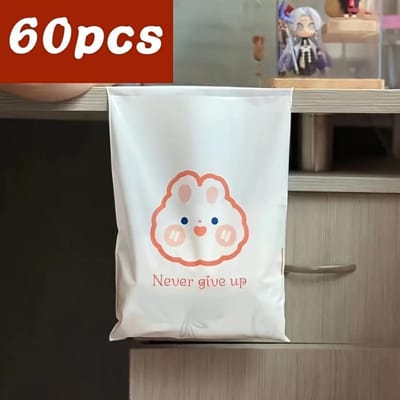 60 Stuks Wegwerp Plastic Vuilniszakken met Leuke Bedrukte Designs Multifunctionele Zelfklevende Vuilniszakken voor Thuis, Kantoor, Auto, Woonkamer Buitengebruik 30*20
