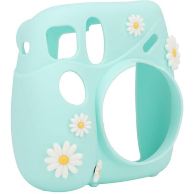 Direct Klaar Camera Lichtgewicht Hoes Met Schouderriem Zachte Siliconen Beschermhoes Voor Instax Mini Blue Daisy blauw