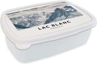 Broodtrommel Wit - Lunchbox - Brooddoos - Frankrijk - Berg - Sneeuw - 18x12x6 cm - Volwassenen