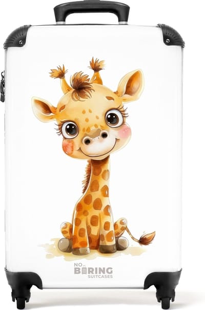 NoBoringSuitcases.com® - Kinderkoffer - Kindertrolley jongen en meisje - Baby giraffe - Handbagage koffer lichtgewicht - Reiskoffer trolley kinderen - Rolkoffer met wieltjes - Past binnen 55x40x20 en 55x35x25