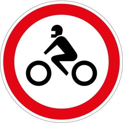 Gesloten voor motorfietsen bord - C11 | gecoat dibond materiaal | 10 cm