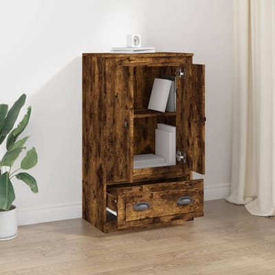 vidaXL - Hoge - kast - 60x35,5x103,5 - cm - bewerkt - hout - gerookt - eikenkleurig