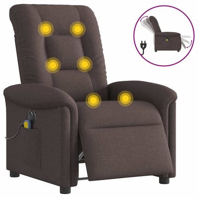 vidaXL - Massagestoel - elektrisch - verstelbaar - stof - donkerbruin