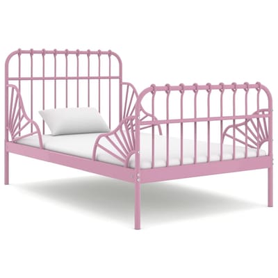 vidaXL - Bedframe - verlengbaar - metaal - roze - 80x130/200 - cm