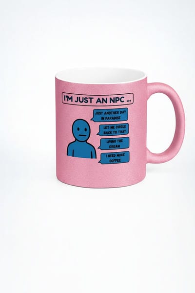 I’m Just an NPC Koffiemok 330ml – Roze Keramische Mok met Grappig Gamer Dialoog Design – Gaming Cadeau voor Gamers & RPG Liefhebbers