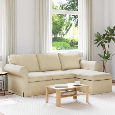 vidaXL - Bank - Crème - 215 - x - 138 - x - 80 - cm - Stof