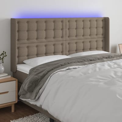 vidaXL - Hoofdbord - LED - 163x16x118/128 - cm - stof - taupe