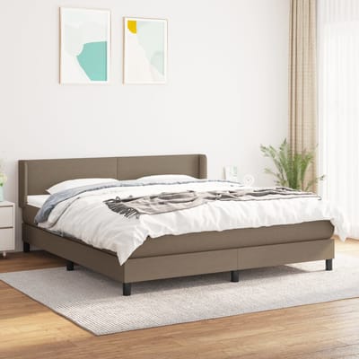 vidaXL - Boxspring - met - matras - stof - taupe - 180x200 - cm