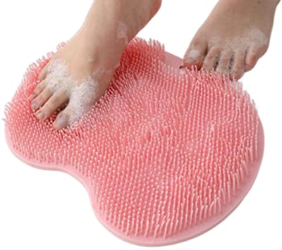 Voetreinigingsborstel - Rugreiniging - Antislip zuignapbevestiging - Verwijdert dode huidcellen en eelt onder de douche - Draagbare voetmassager - Voetborstel en voetreiniger - Roze