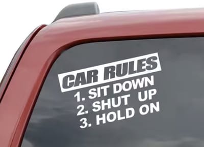 CHPN - Autosticker - Car Rules sticker - Transparante sticker - 12/6CM - Witte letters - Grappige sticker voor autoruit - Autoruitsticker