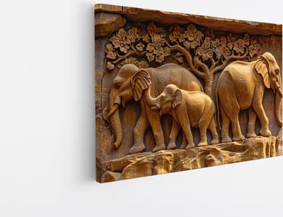 Saammp Canvas Schilderij - Olifant - Kunst - Afrika - Dieren - 45x30 - Foto op canvas - Wanddecoratie - muurdecoratie Woonkamer - Slaapkamer decoratie - Canvas Print