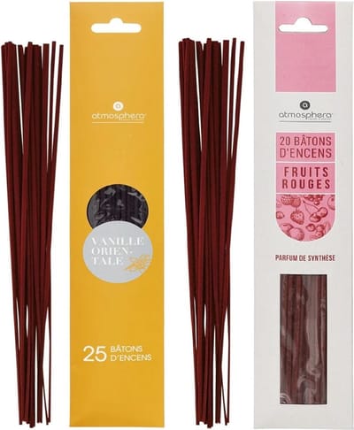 Atmosphera Wierook stokjes - set van 2 geuren - Vanille en Fruit mix geur - 25 cm - Ontspanning